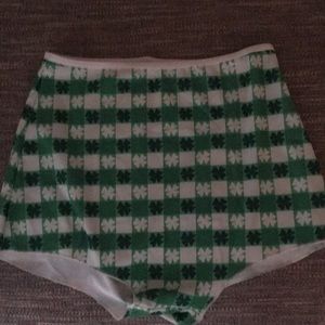 High waisted shamrock spandex shorts